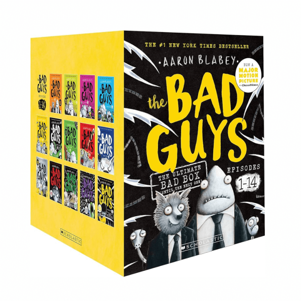 A bad guys book collection on a white background