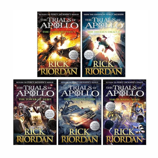 A Trials of Apollo book series with a white background